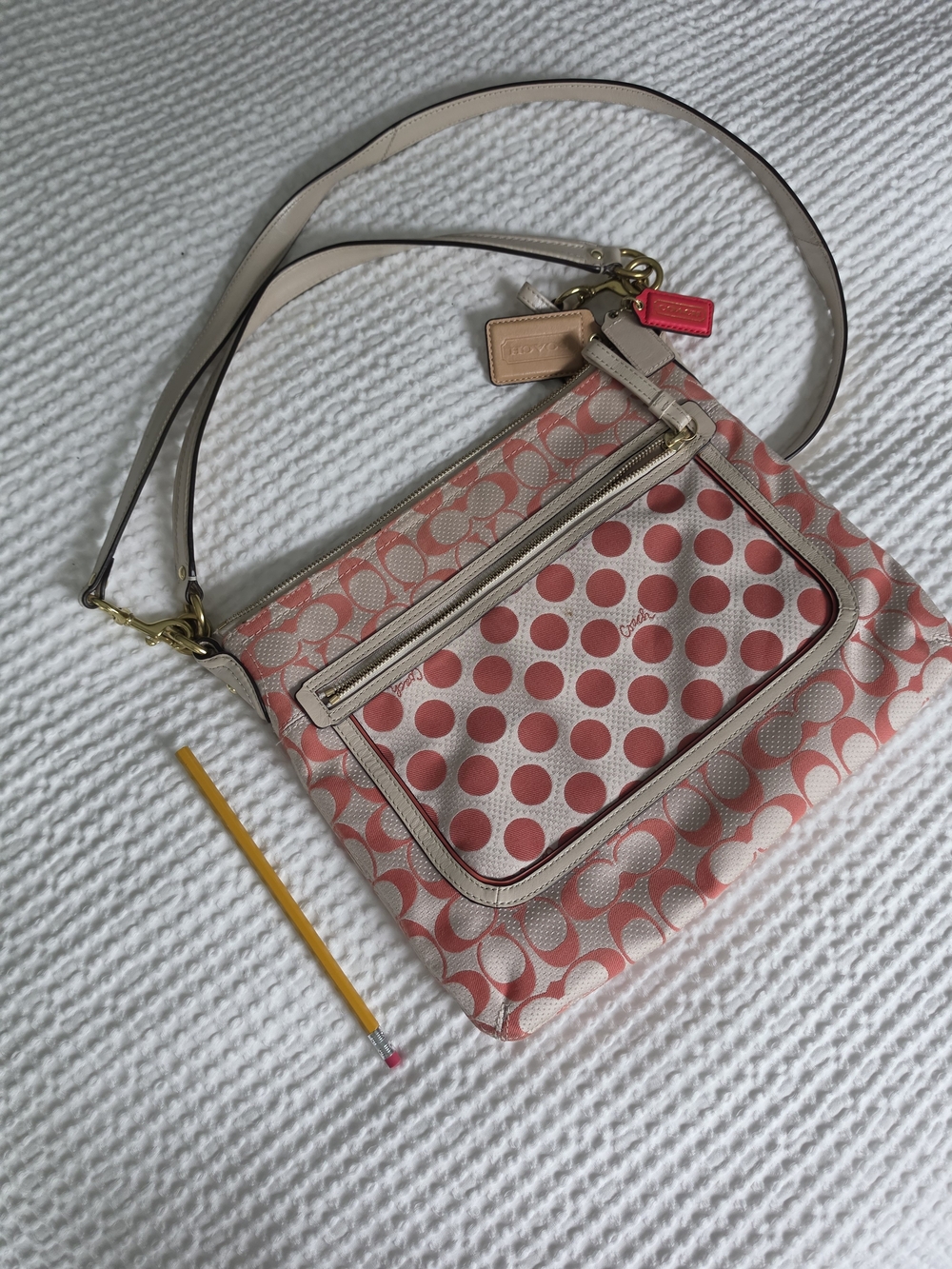 Coach Pink Polka Dot Signature Canvas Shoulder Bag - Picture 15 of 16